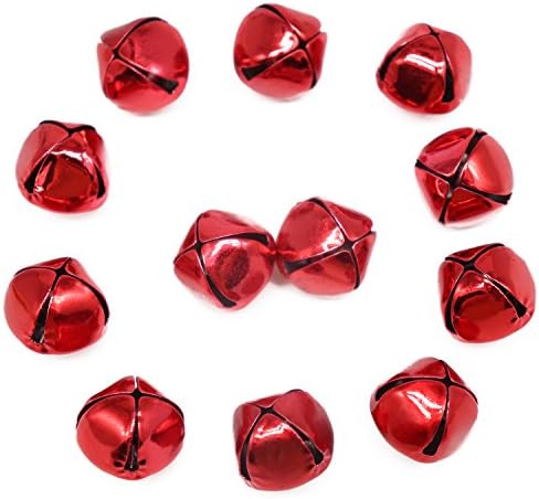 12pcs 20mm Gold Jingle Bells Charms Metal Pendant Fit Christmas Decration (red)