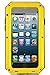 iPhone SE/5S/5 Case, Extreme Hard Military Heavy Aluminum Metal Armor Tank Gorilla Glass Shockproof Rainproof Water Resistant Weatherproof Port Protection Cover Case for iPhone SE/5S/5(Yellow)