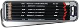 Derwent Charcoal Drawing Pencils Set of 6 with Sharpener Light Medium Dark view 4