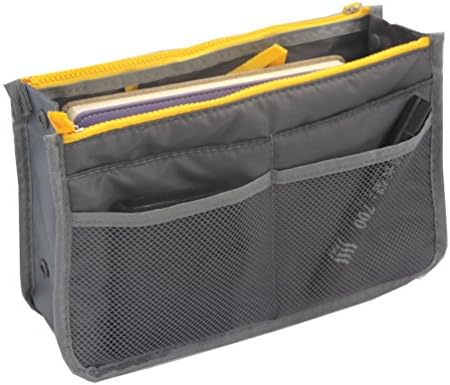 ColorMixs Designer Purse Organizer Insert Handbag Organizer Insert 13 Compartments ( Grey )
