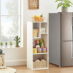 VECELO 3-Tier Small Bookcase, 4 Cube Bookshelf with