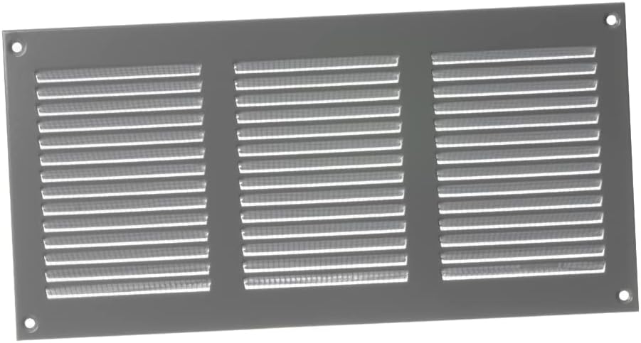 EUROPLAST 300x150mm Grey Metal Air Vent Grille Cover with Insect Mesh