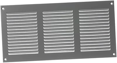 EUROPLAST 300x150mm Grey Metal Air Vent Grille Cover with Insect Mesh
