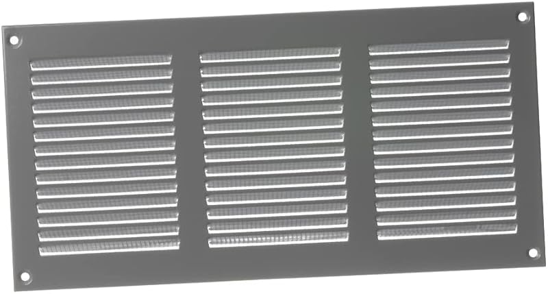 EUROPLAST 300x150mm Grey Metal Air Vent Grille Cover with Insect Mesh