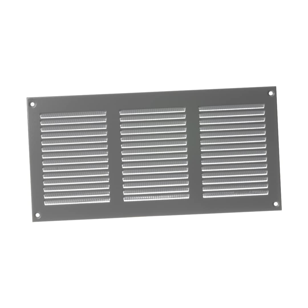 300x150mm / 12x6" inch Grey Metal Air Vent Grille Cover with Insect Mesh - Ventilation Cover