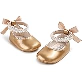 HsdsBebe Baby Girls Mary Jane Flats - Infant Newborn Walking Sneakers Soft Rubber Sole Princess Wedding Shoes