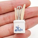 Odoria 1:12 Miniature Egg Beater and Utensils with Pottery Holder Dollhouse Kitchen Accessories
