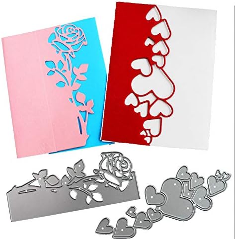 Cutting Dies Flower and Heart Embossing Folder Stencil for Card Making (Pack of 2)