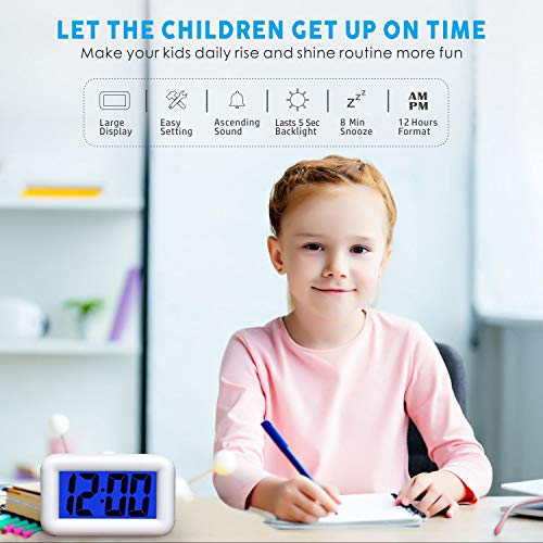 Plumeet Digital Clock Kids Alarm Clocks with Snooze and Backlight