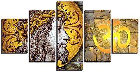 DXZJN 5 paintings on canvas Canvas wall art Canvas painting poster Printed picture christian religious figure jesus canvas photo canvas art HD print Home decoration Cartoon child office 150X80CM
