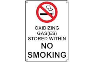 SIGNJOKER Weatherproof Plastic Vertical Oxidizing Gas(ES) Stored Within No Smoking Sign with English Text and Symbol
