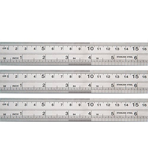 8 Pack Stainless Steel Ruler 12 Inch 6 Inch Office Ruler 4 Pieces Set Metal Rulers Kit for Engineering, Teaching, Office