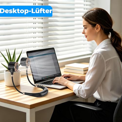 POIFL Ventilador De Cuello, Ventilador De Cuello Portátil De 4000 Mah Con Usb y 6 Velocidades, Ventilador De Cuello De Doble Cabezal y Flujo De Aire De 360°, Para Viajes, Desplazamientos, Exterior