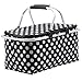 Picnic Basket, SUROY Insulated Folding Collapsible Market 600D Oxford Zip Closure Basket with Carrying Handles for Outdoor Picnic (Black Spots)