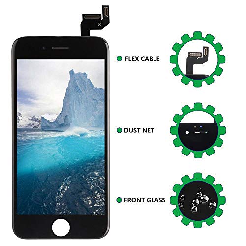Screen Replacement for iPhone 6s Black LCD Display Touch Screen Digitizer Replacement Full Assembly with Repair Tool Kit (iPhone 6s, Black)