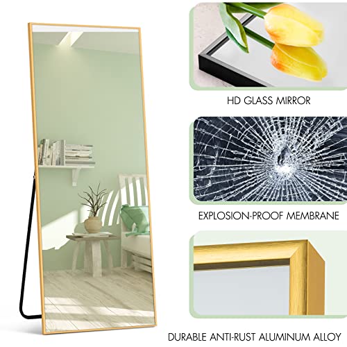 Natsukage 64"x21" Gold Full Length Mirror Large Floor Mirror with Stand