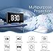 CSHID-US Projection Alarm Clock, 7'' Dimmable LED Curved Screen Digital Clock, FM Radio Alarm Clock, Adjustable Ceiling Sleep Timer for Kids Bedroom, Dual Alarms, 12/24 Hour, Snooze Function