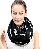 Lina & Lily Dachshund Dog Print Infinity Loop Scarf for Women Lightweight (Black)