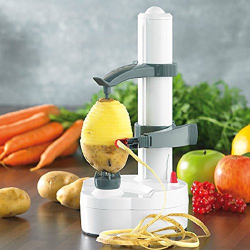 LOHOME Electric Potato Peeler [2 Extra Blades] - Automatic Rotating Fruits & Vegetables Cutter Apple Paring Machine - Kitchen Peeling Tool - Thumbnail 4