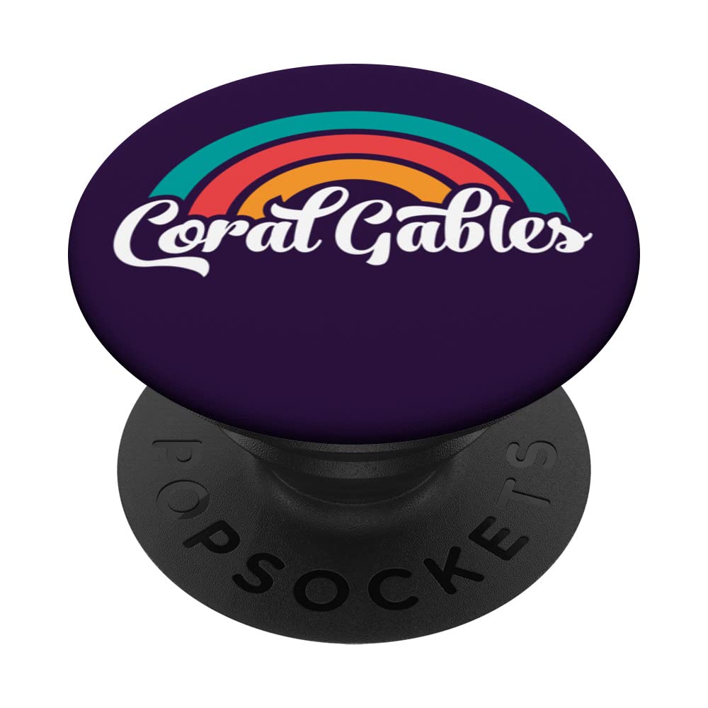 CORAL GABLES FL Retro Script Design With Rainbow PopSockets Swappable PopGrip