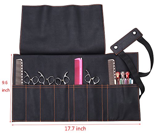 Hair Stylist Scissor Holder Pouch Cases for Hairdressers, Salon Tools Holster Bag, Soft Fabric Roll-Up Organiser