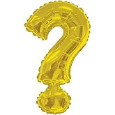 Artisan Owl Gold Foil Punctuation Balloon Question Mark 34" Party Decoration for Trivia Nights, Mystery Parties, Gender Reveal Celebrations