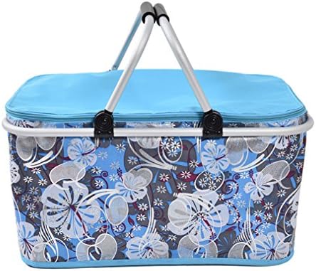 XMCOWAYOU Foldable Cooler Insulated Picnic Basket for Camping, Hiking, Climbing Light blue