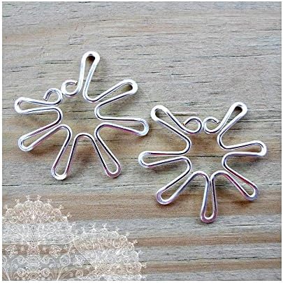 Fake Nipple Ring Set of 2 Non Pierced Silver Wire Flower Piercing Body Jewelry for Women