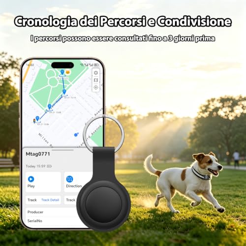 2026 Mini GPS Cat Tracker - Flexible Cat GPS Collar without Subscription (Historical 3 Day Tracking), GPS Dog Collar with Real Time Tracking and Waterproof, Compatible with iOS/Android, Black