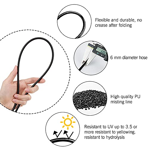 Outdoor Misting Cooling System 32.8FT(10M) Misting Line + 12 Brass Mist Nozzles + 2 Brass Adapters Outdoor Mister for Patio Garden Greenhouse Trampoline for waterpark