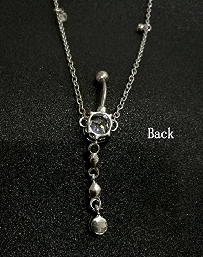 MayFee Women Sexy Rhinestone Dangle Piercing Belly Chain Barbell Belly Button Navel Button Ring Body Piercing Jewelry