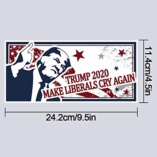 HNHUAMING 4Pcs Donald Trump for President Car Sticker Bumper Sticker Decal Make America Great Again/Make Liberals Cry Again/I'm with Him