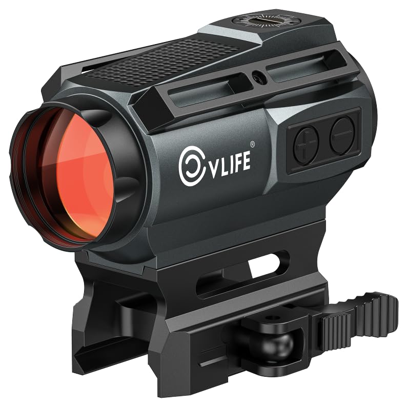 Photo 1 of CVLIFE 25mm Large Lens Solar Red Dot Sight, Multi-Reticle Motion Awake Quick-Release Scope, 2 MOA Dot and 70 MOA Circle with Flip Up Covers Optics for Picatinny, IPX7 Waterproof Fogproof, Gray