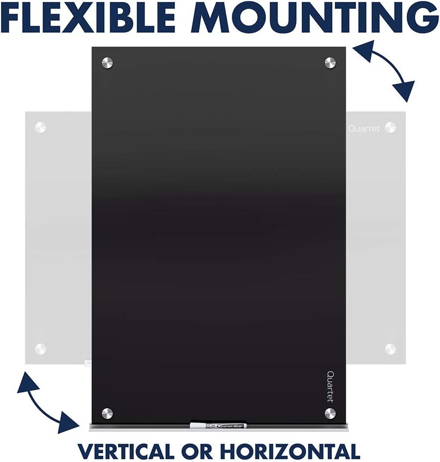 Quartet Glass Whiteboard, Magnetic Dry Erase White Board, 2' x 1.5', Black Surface, Infinity (G2418B) : Office Products