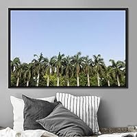 Framed Canvas Wall Art Palm Tree Colorful Cool Group Multicolor Photography Places Realism - 16x24 inches