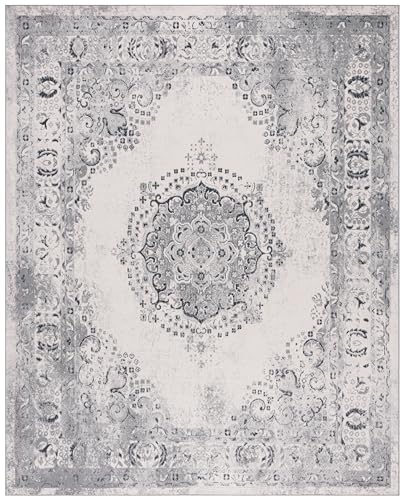 SAFAVIEH Odyssey Collection Area Rug - 9' x 12', Grey & Ivory, Medallion Design…