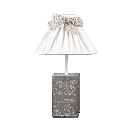 Lampada Da Tavolo Vintage Love Bianco Grigio Con Base