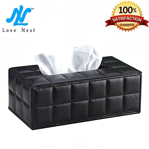 Love Nest Soft Sheep Leather High Class and Fashionable Tissue Box Rectangle/Tissue Box Cover Large Size (1, sheep leather black)