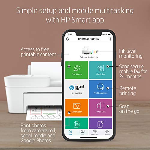 HP DeskJet Plus 4122 All-in-One Printer, All in One Photo Printer with Wireless Printing 