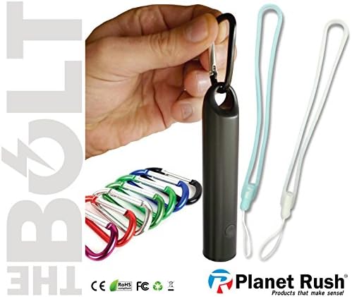 Bolt Mini+ Pocket 3 in 1 USB Power Bank Battery Charger + Flashlight + KeyChain BackPack Carabiner & Lanyard New Gen Elegant Ultra Compact Travel Design & Fast Emergency Charge (Black)