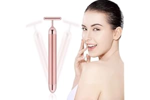 Beauty Bar 24k Golden Pulse Facial Massager, GOODYBUY T-Shape Electric Sign Face Massage Tools for Sensitive Skin Face Pull T