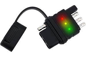 4-Way Flat Trailer Wiring Tester, 4-Pin Double End Male & Female Plug Trailer Light Wire Circuit Tester with Indicators Testi