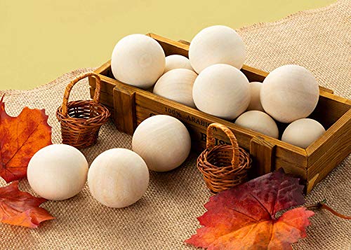 2" Wooden Round Ball, Bag of 20 Unfinished Natural Round Hardwood Balls, for Crafts and DIY Projects (Bag of 20 with Carrying Pouch)