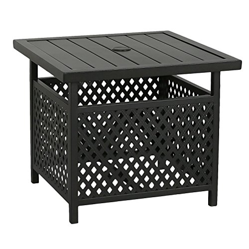 outdoor side table with umbrella stand