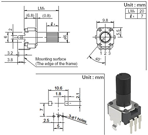 108 pcs 9 Values 3 Shaft Size knobless snap-in Mini Pot RK09 Small Potentiometer Assortment Kit for PCB Mount B1K, B5K, B10K, B20K, B50K, B100K, B200K, B500K, B1M - Thumbnail 2