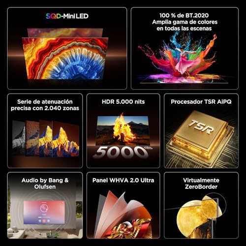 65C8L 65 Pulgadas SQD-Mini LED 4K HDR10+ Smart TV, 5.000 Nits