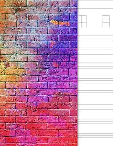 Ukulele Tab Notebook: 4 String Chord and Tablature Staff Music Paper for Ukulele Players, Musicians, Teachers and Students (8.5"x11" - 120 Pages), Colored Bricks Cover