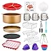 Air Fryer Accessories Anti-Stick 14 PCS with Pizza Pan Cake Barrel Waffle Mold Fryer Liners(100PCS) and Cookbook (20 Recipes) for GoWISE Ninja COSORI Philips Airfryer 4.2QT – 6.8QT, Matte Golden