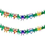 9 Foot Long Tropical Multicolored Paper Tissue Garland Flower Leaves Banner for Party Decorations, Birthdays, Event Supplies, Festivals, Children & Adults