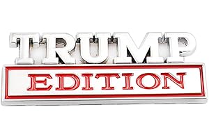 CARRUN Trump Edition Emblem Car Side Rear Front Hood Trunk Door Fender Bumper Metal Badge 3D Sticker Fit for F-150 F250 F350 Silverdo 1500 2500 Sierra GMC Chevy Car Truck SUV (Silver Red) (CR-TP)